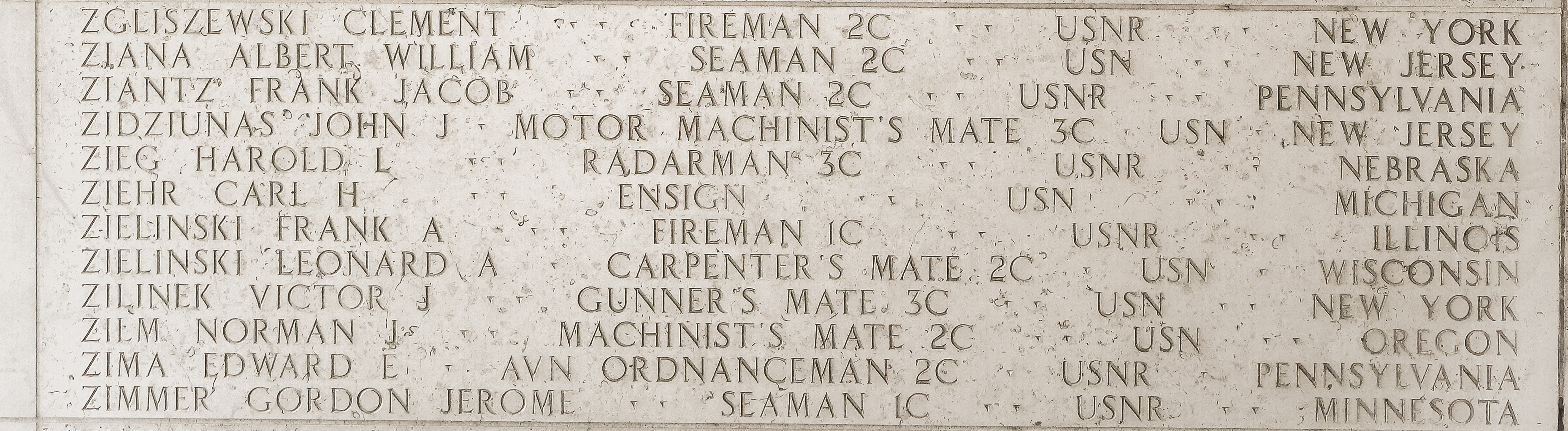 Edward E. Zima, Aviation Ordnanceman Second Class